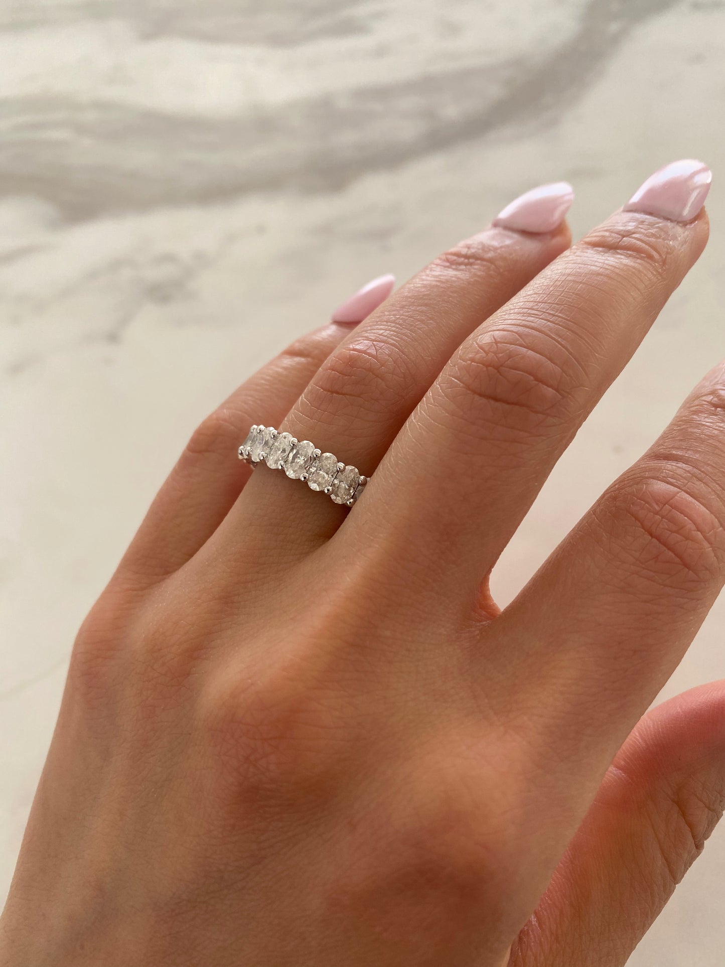 6.6cttw Oval Moissanite eternity band