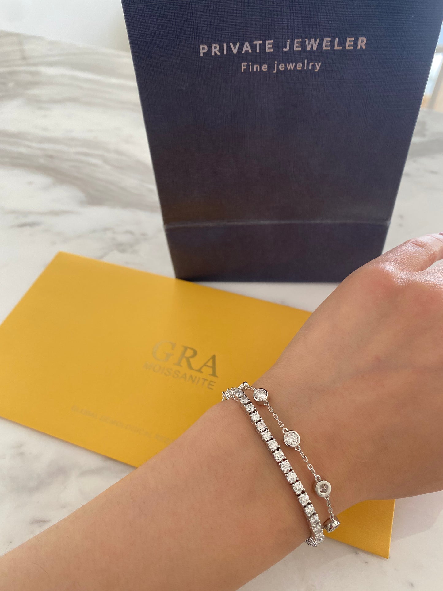 2.5cttw Bezel set Moissanite bracelet