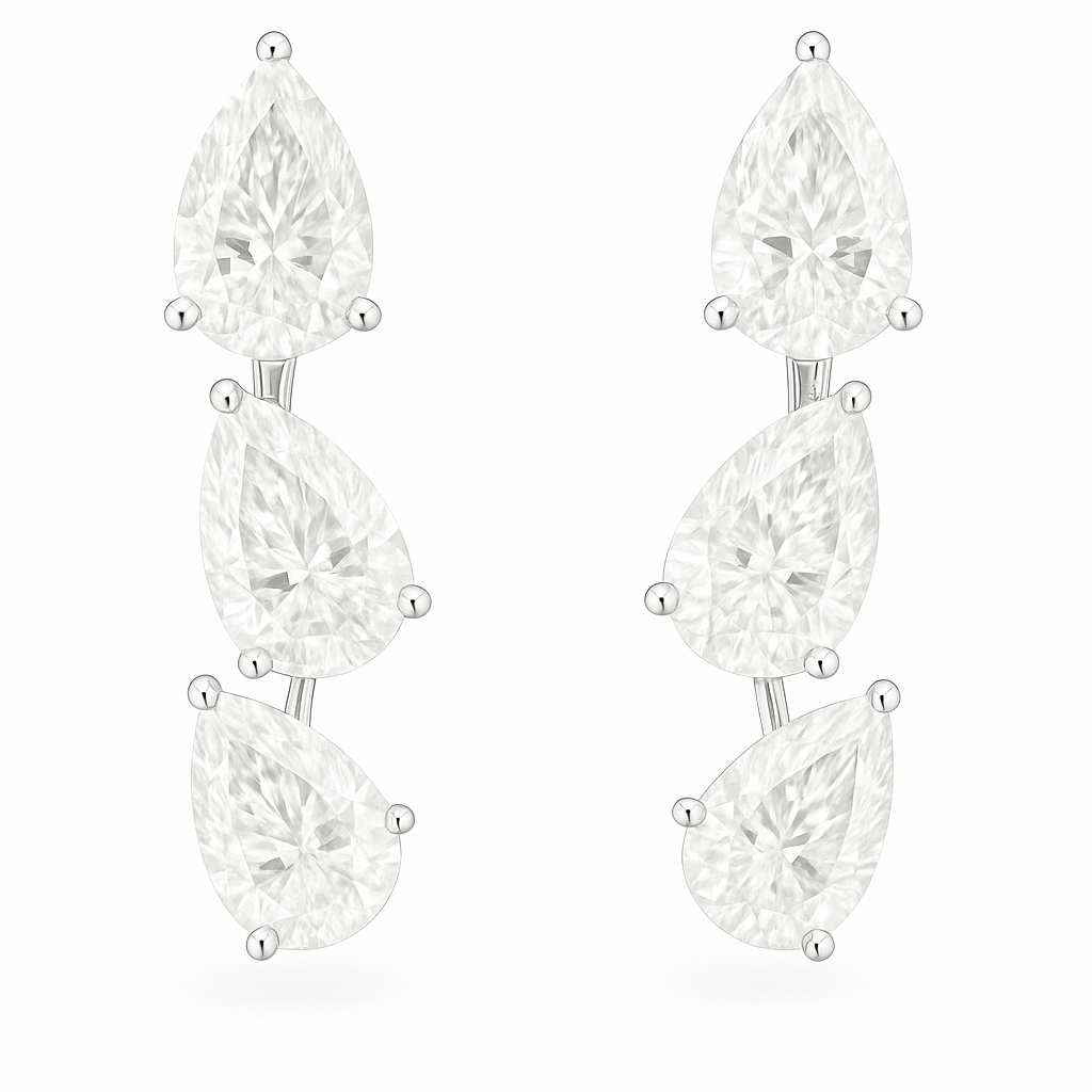 Detachable Triple pear cut diamond earring