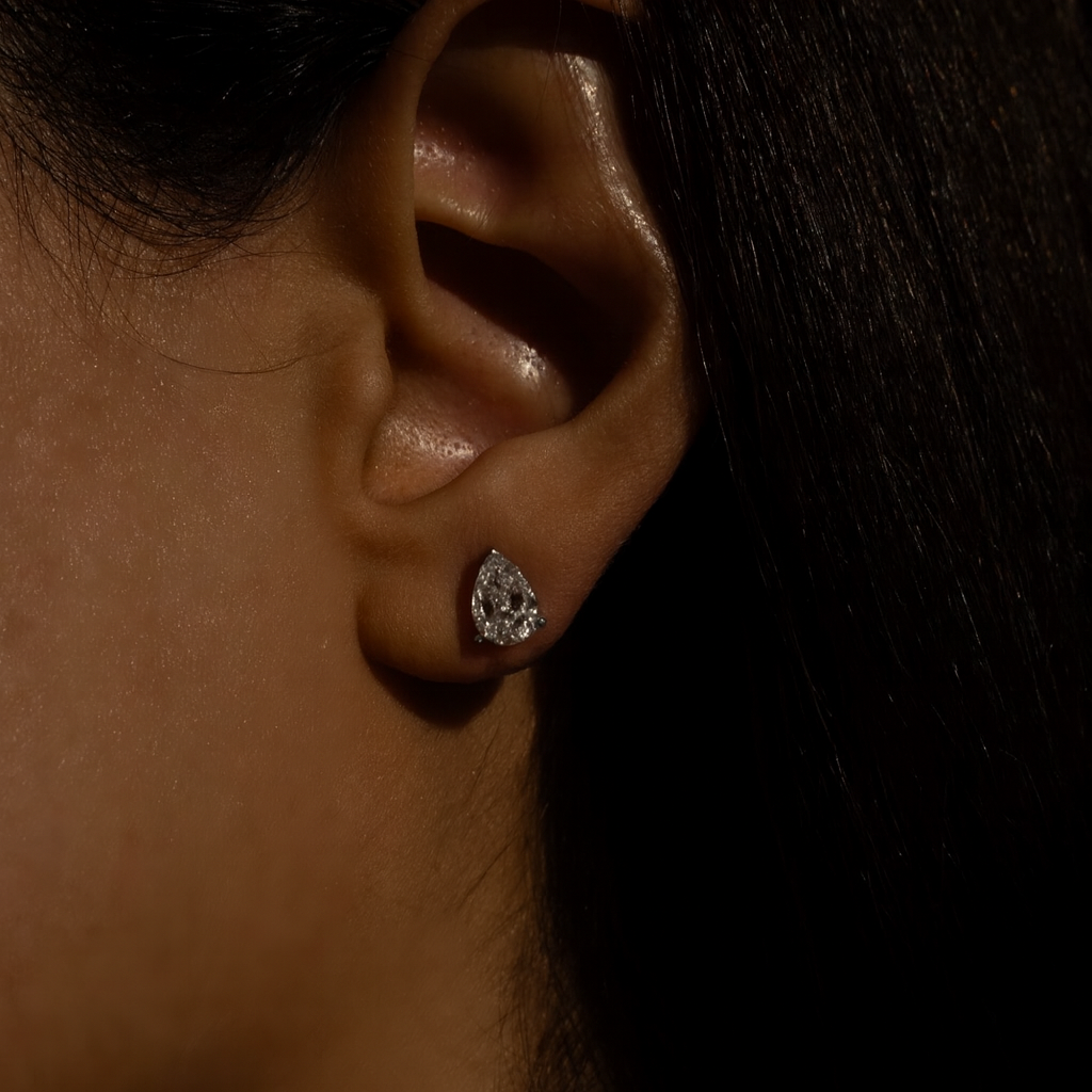 Detachable Triple pear cut diamond earring