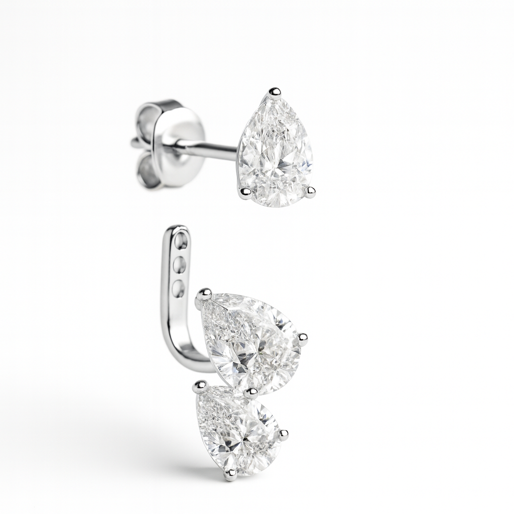 Detachable Triple pear cut diamond earring