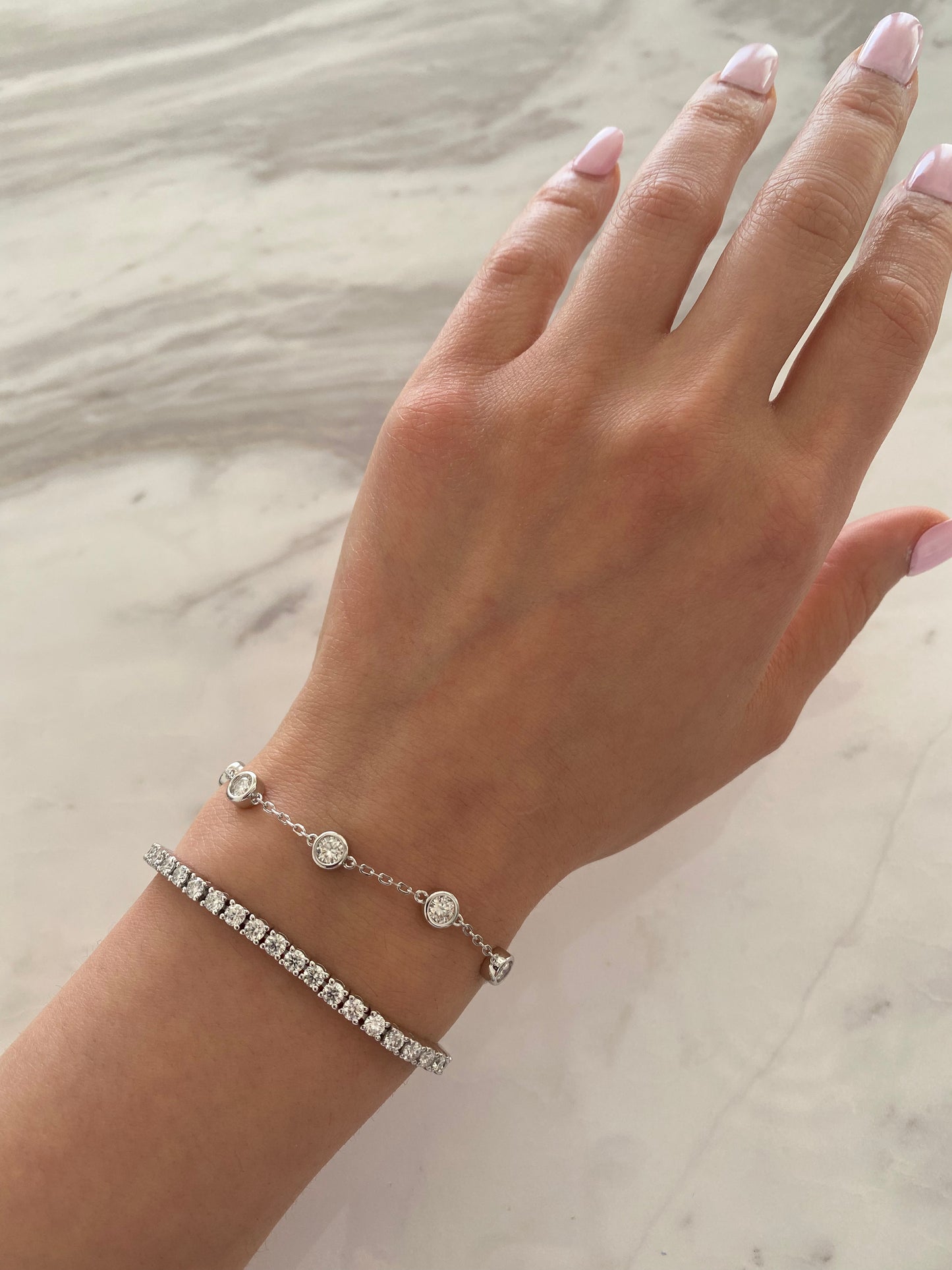 2.5cttw Bezel set Moissanite bracelet