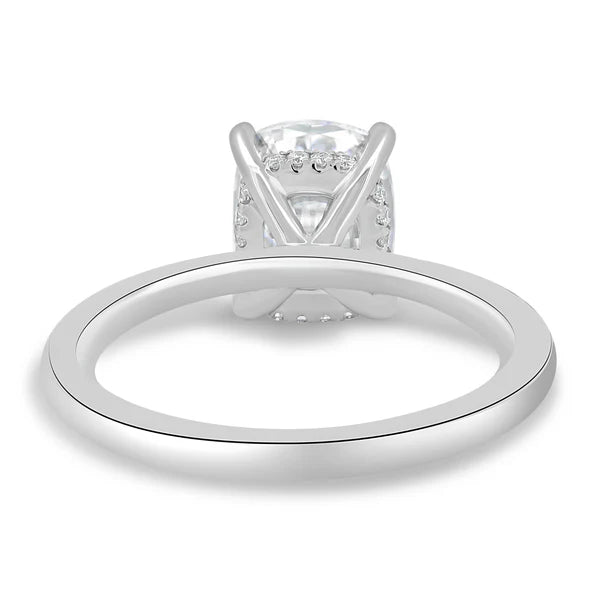 Hidden halo Elongated Cushion Solitaire