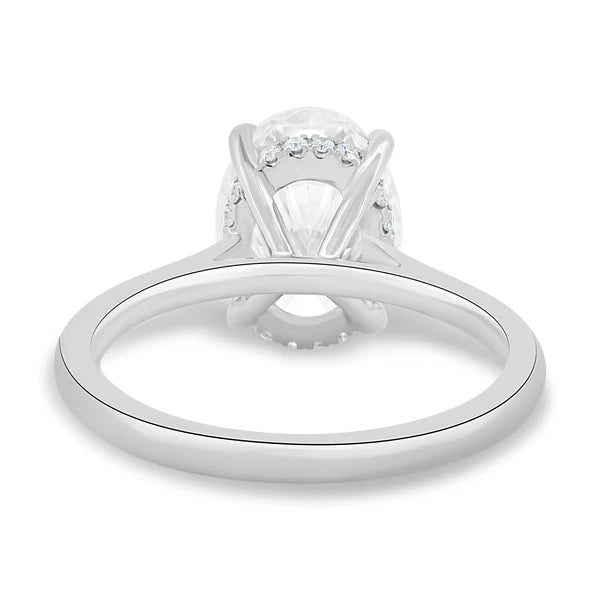 Oval Solitaire with Hidden Halo diamonds