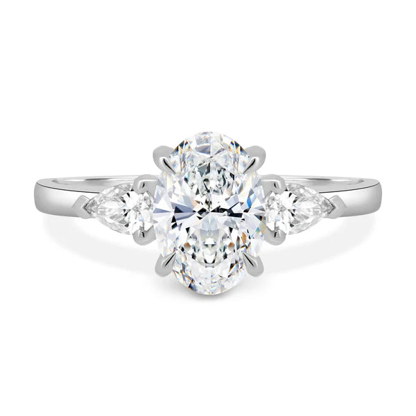 Low Setting Solitaire Pear Side Stones