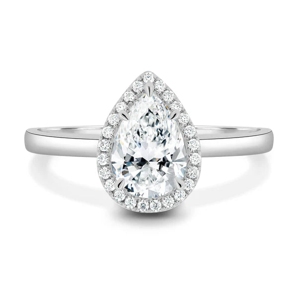 5 prongs Cathedral Pear Halo