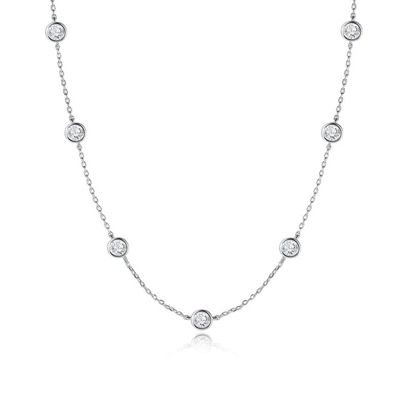 Bezel set Moissanite necklace