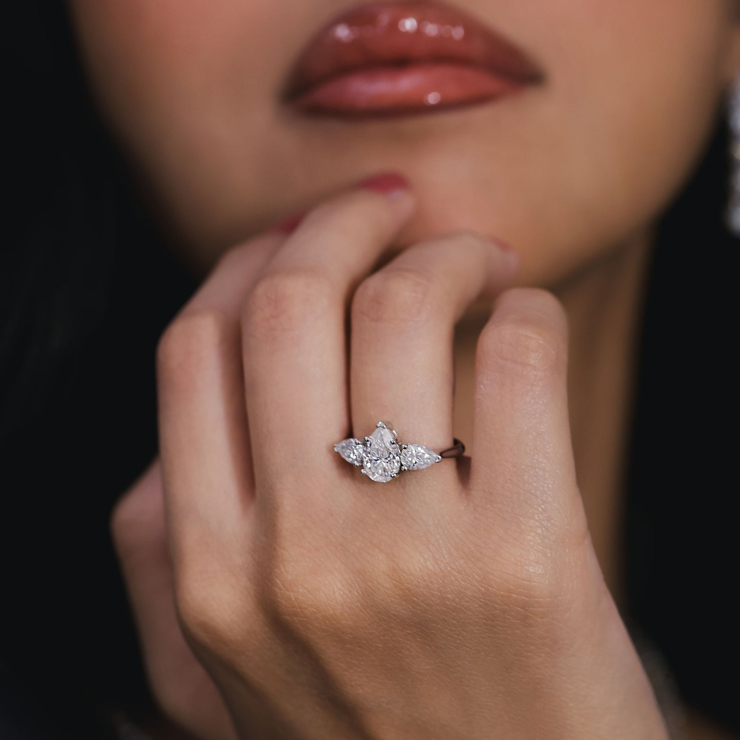 2ct Moissanite pear ring