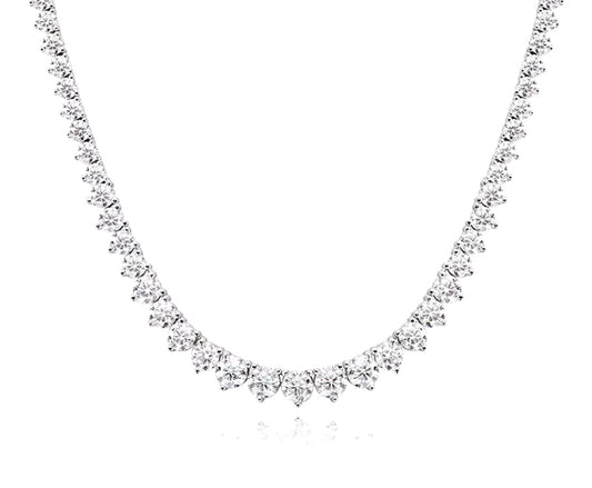 3 prongs Graduated moissanite tennis necklace