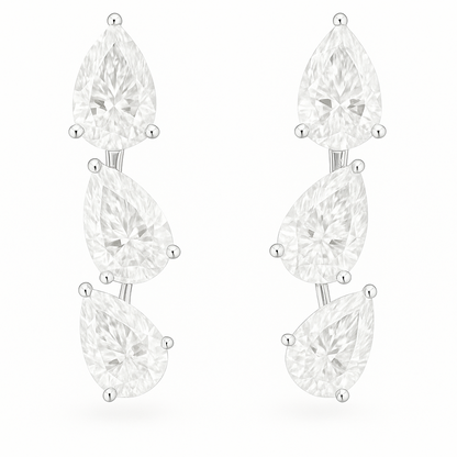Detachable Triple pear cut diamond earring