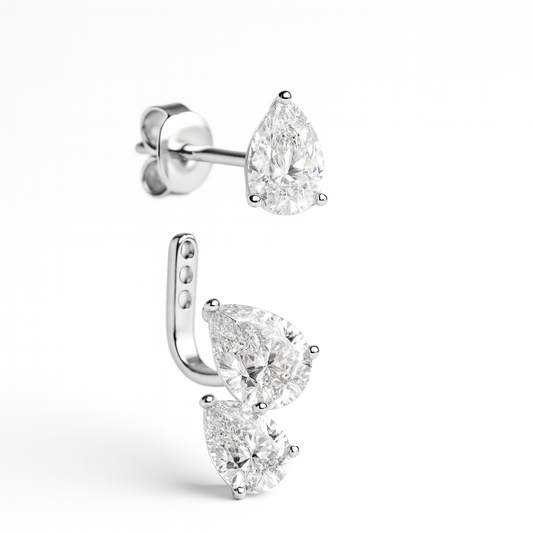 Detachable Triple pear cut diamond earring