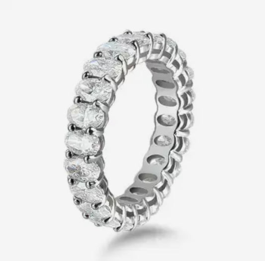 6.6cttw Oval Moissanite eternity band