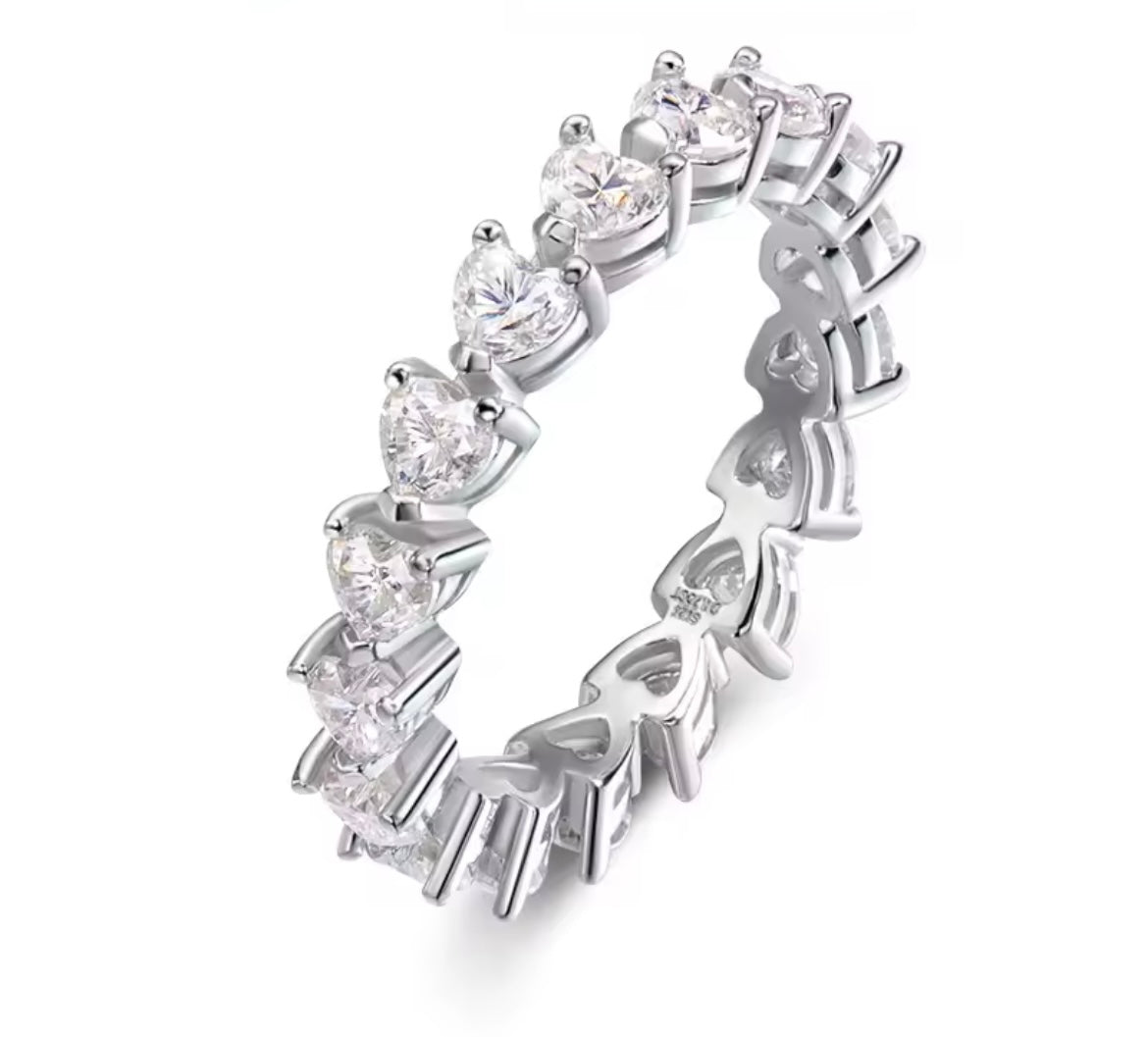 Heart cut Moissanite Eternity band