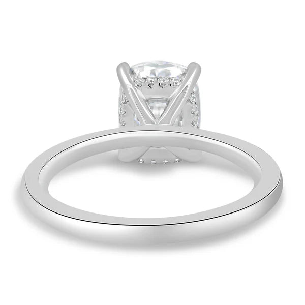 Hidden halo Elongated Cushion Solitaire