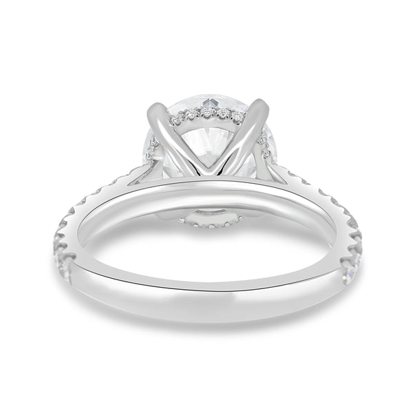 Cathedral  4 Claw Pavé Round Solitaire with Hidden Halo