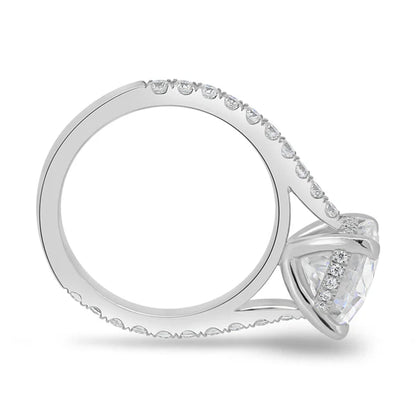 Cathedral  4 Claw Pavé Round Solitaire with Hidden Halo