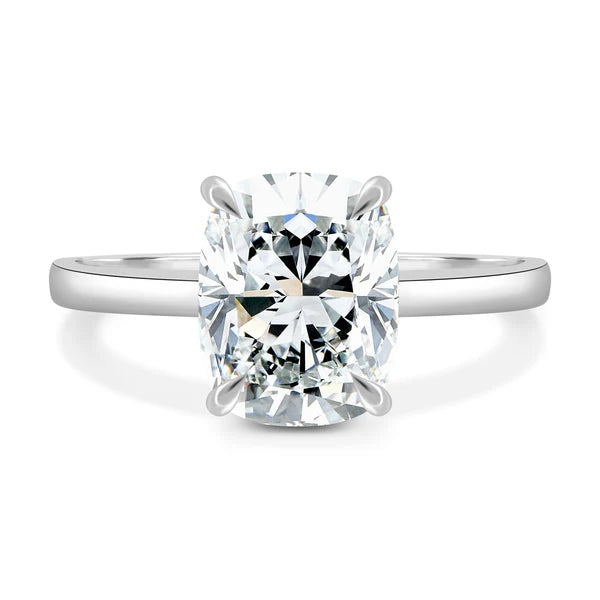 Hidden halo Elongated Cushion Solitaire