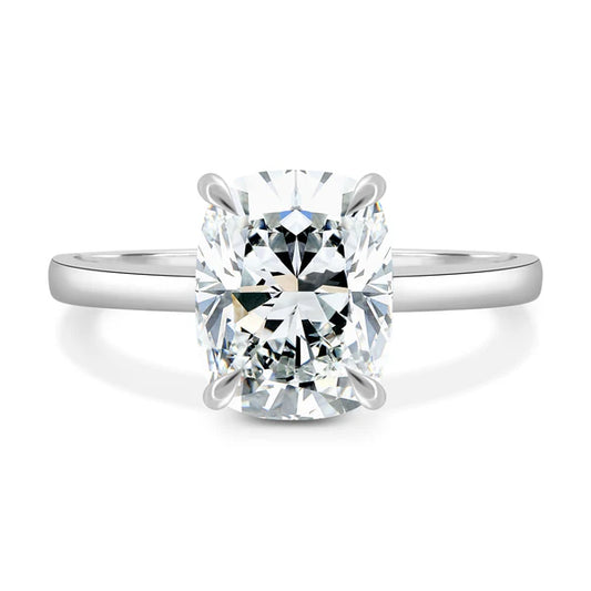 Hidden halo Elongated Cushion Solitaire