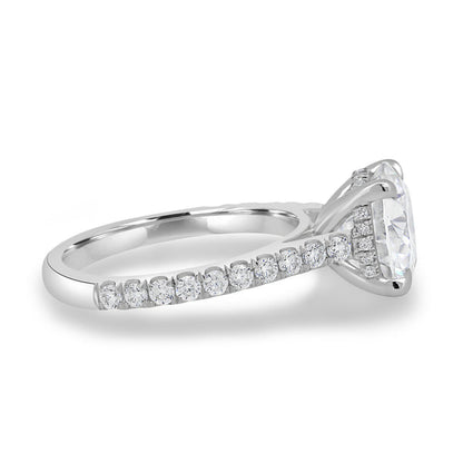 Cathedral  4 Claw Pavé Round Solitaire with Hidden Halo