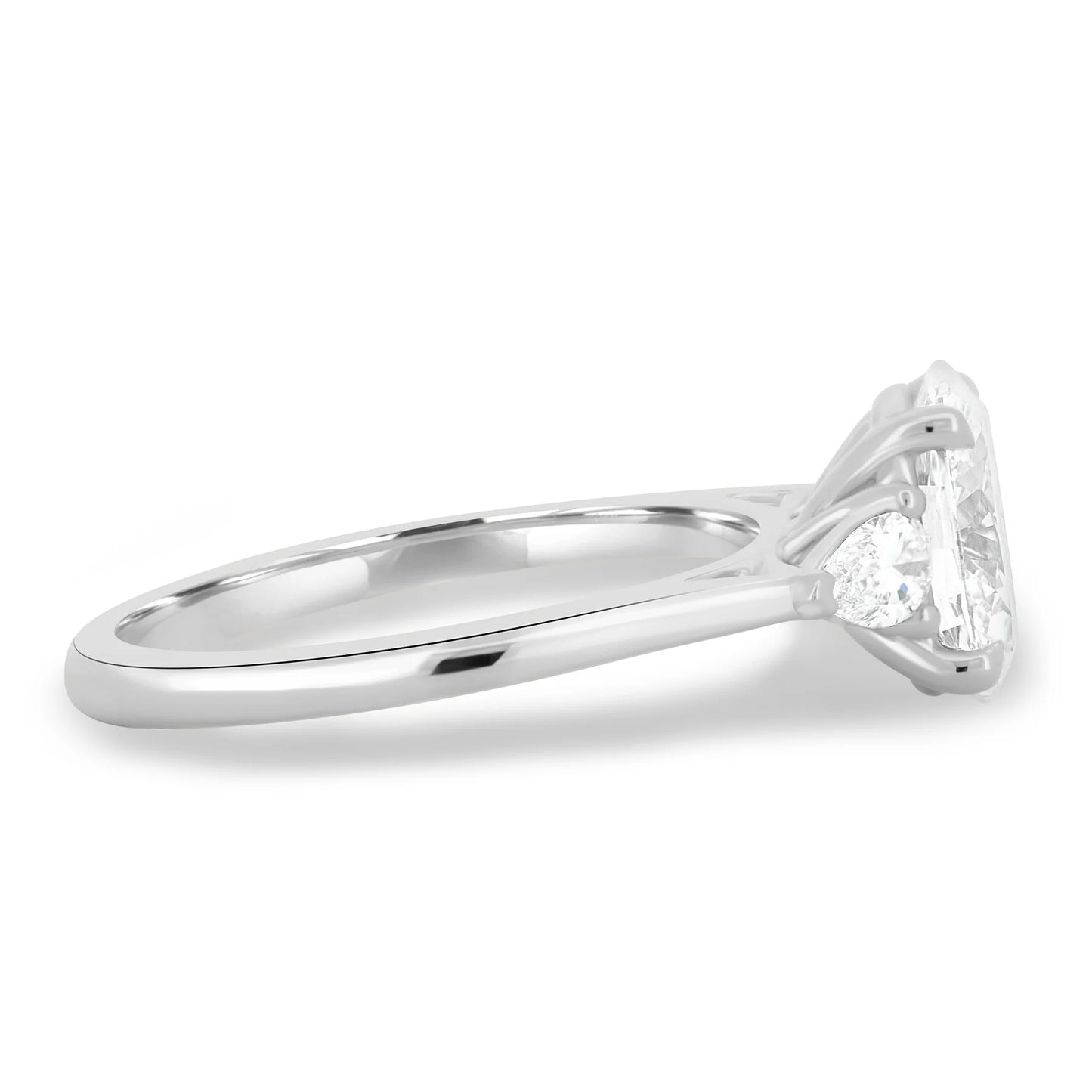 Low Setting Solitaire Pear Side Stones