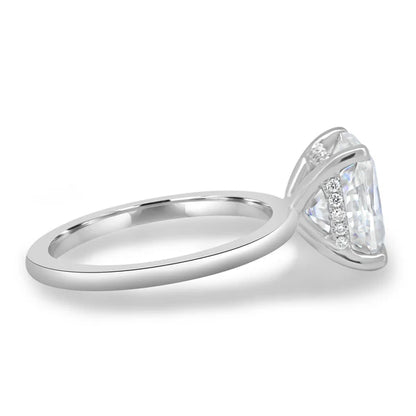 Hidden halo Elongated Cushion Solitaire