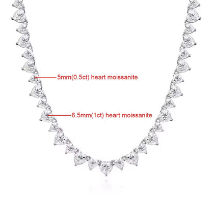 Heart cut 50ct Moissanite tennis necklace