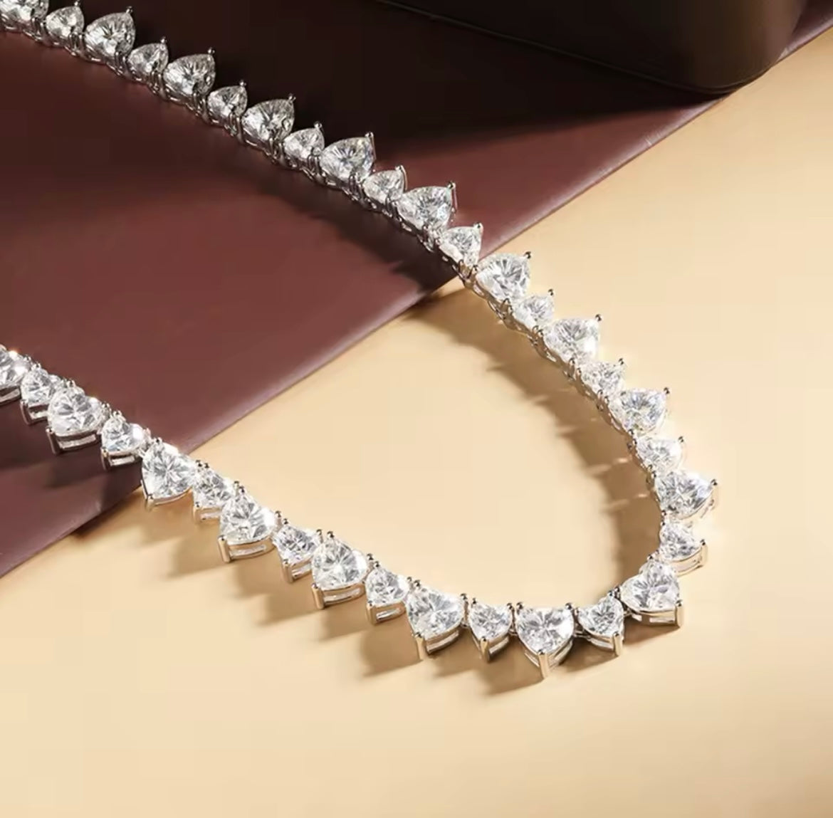 Heart cut 50ct Moissanite tennis necklace