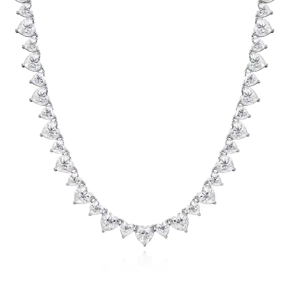 Heart cut 50ct Moissanite tennis necklace