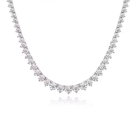 3 Prongs Graduated Moissanite tennis necklace