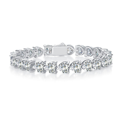 24ct Heart Moissanite Tennis Bracelet